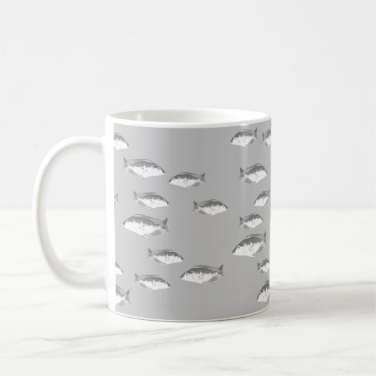 Mug Poisson gris monochrome (Gauche)