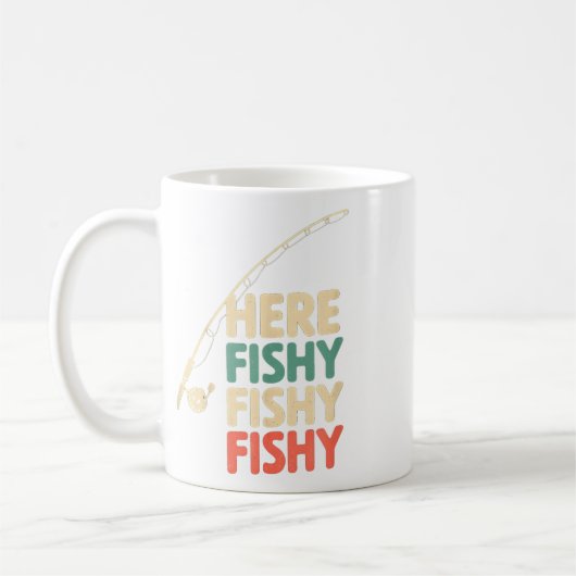 Mug Poisson ici amusant Conception de pêche B Poisson  (Gauche)