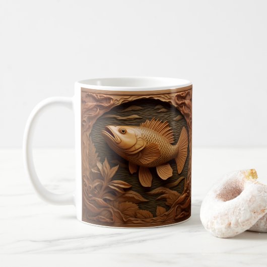 Mug Poisson imprimé en cuir 3D (Avec donut)