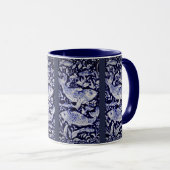Mug Poisson Koi bleu et blanc Indigo Carreaux complexe (Devant droit)