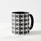 Mug Poisson moderne du milieu du siècle, noir et blanc (Devant droit)