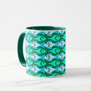 Mug Poisson moderne du milieu du siècle, vert jade et