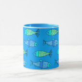 Mug Poisson moderne rétro, bleu turquoise et cerulean (Centre)