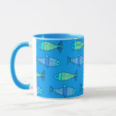 Mug Poisson moderne rétro, bleu turquoise et cerulean (Gauche)
