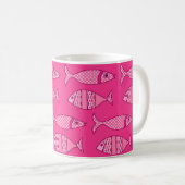 Mug Poisson moderne rétro, Fuchsia et rose clair (Devant droit)