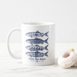 Mug Poisson Nautique Vintage Salé Mais Sucré