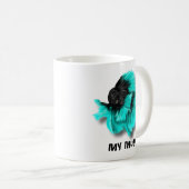 Mug Poisson noir et Turquoise Betta (Devant droit)