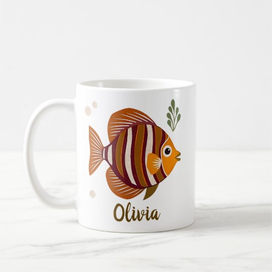 Mug Poisson Tropical Brun Moderne (Gauche)