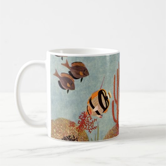 Mug Poissons-anges en corail, poissons tropicaux Vinta (Gauche)