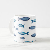 Mug Poissons bleu indigo et couleur d'eau Turquoise (Devant gauche)