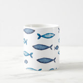 Mug Poissons bleu indigo et couleur d'eau Turquoise (Centre)