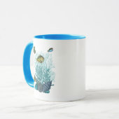 Mug Poissons Bleus Coques et Coraux (Devant gauche)