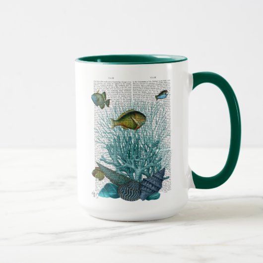 Mug Poissons, coquillages bleus et coraux (Droite)