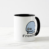 Mug Poissons de FreeDos - bleu avec le nom (Devant droit)