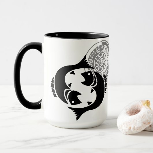 Mug Poissons de style grec avec Poisson Zodiac Graphiq (Avec donut)