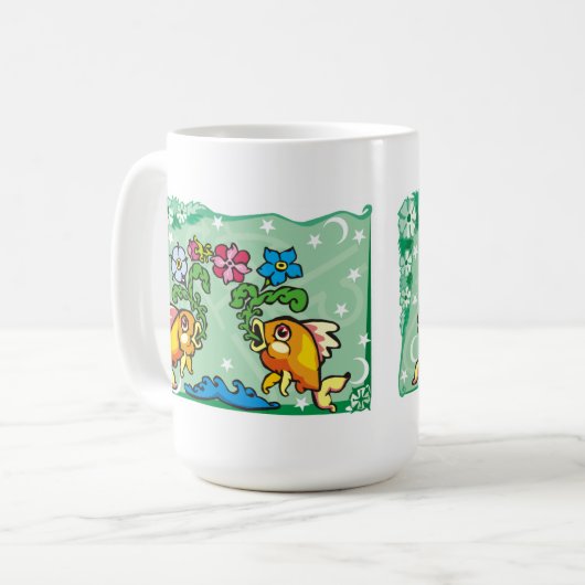 Mug Poissons floraux Poissons avec fleurs (Devant gauche)