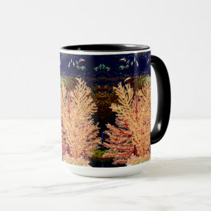 Mug Poissons tropicaux Corail coloré récif Bleu profon