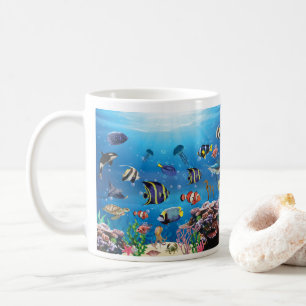 Mug Poissons tropicaux nageant Fond