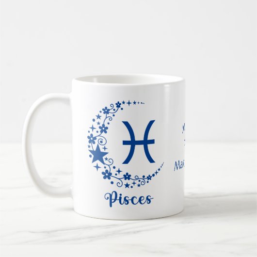 Mug Poissons Zodiac Astrologie Anniversaire Cadeau Ble (Gauche)
