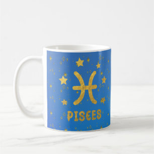 Mug Poissons Zodiac Bleu et or Astrologie Musique