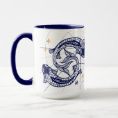 Mug Poissons Zodiac Marine Bleu & Or Boug de naissance (Gauche)