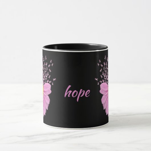 Mug Poitrine rose ruban sur noir (Centre)
