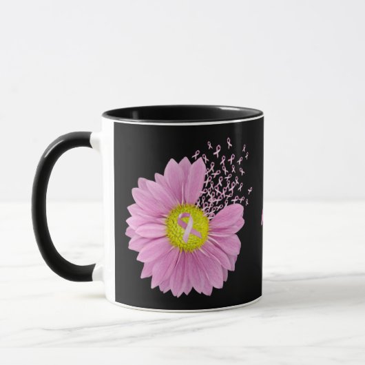 Mug Poitrine rose ruban sur noir (Gauche)