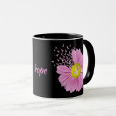 Mug Poitrine rose ruban sur noir (Devant droit)