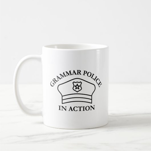 Mug Police De Grammaire En Action | Funny Enseignant a (Gauche)