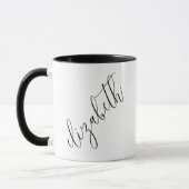 Mug Police de script noir et blanc classique Simple Él (Gauche)