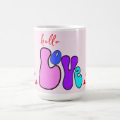 Mug Police de style Retro 70 "Hello Love" Coeurs rouge (Centre)
