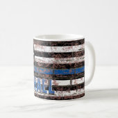 Mug Police Ligne Bleue Mince Drapeau Perdu Monogramme (Devant droit)