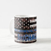 Mug Police Ligne Bleue Mince Drapeau Perdu Monogramme (Devant gauche)