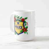 Mug Police Merry Christmas Shield with Poinsettia (Devant gauche)