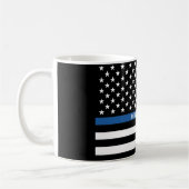 Mug Police Mince Blue Line American Flag Ajouter un no (Gauche)