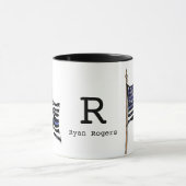Mug Police Mince Ligne Bleue Américain Drapeau Nom (Centre)