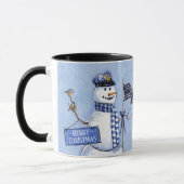 Mug Police Mince Ligne Bleue Snowman Noël (Gauche)