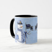 Mug Police Mince Ligne Bleue Snowman Noël (Devant gauche)