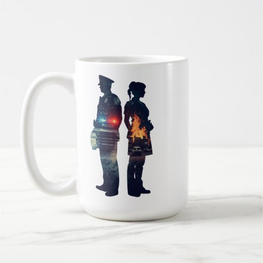 Mug Police Officer and Nurse Couple Silhouette (Gauche)