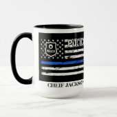 Mug Police Officier Ligne bleue Drapeau insigne café M (Gauche)