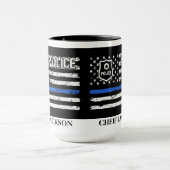 Mug Police Officier Ligne bleue Drapeau insigne café M (Centre)