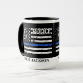 Mug Police Officier Ligne bleue Drapeau insigne café M (Devant gauche)