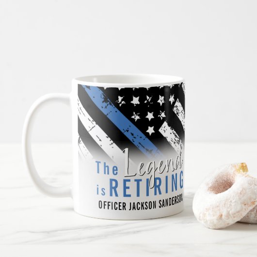 Mug Police Retraite Ligne bleue Drapeau Application de (Avec donut)