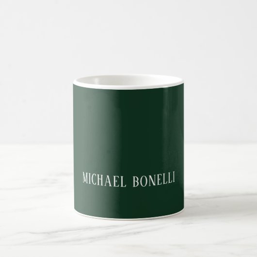 Mug Police Serif Élégant Vert Foncé Classique Minimali (Centre)