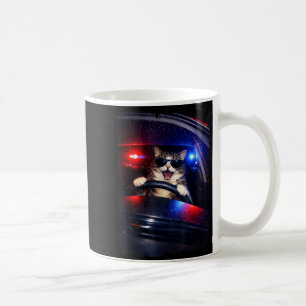 Mug Policier drôle chat fou conduisant voiture mème de