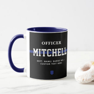 Mug Policier personnalisé Ligne Bleue Mince
