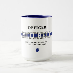 Mug Policier personnalisé Ligne Bleue Mince