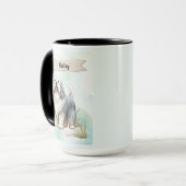 Mug Polish Lowland Sheepdog Watercolor Personalize Dog (Devant gauche)