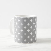 Mug Polka blanche croise sur gris (Devant gauche)