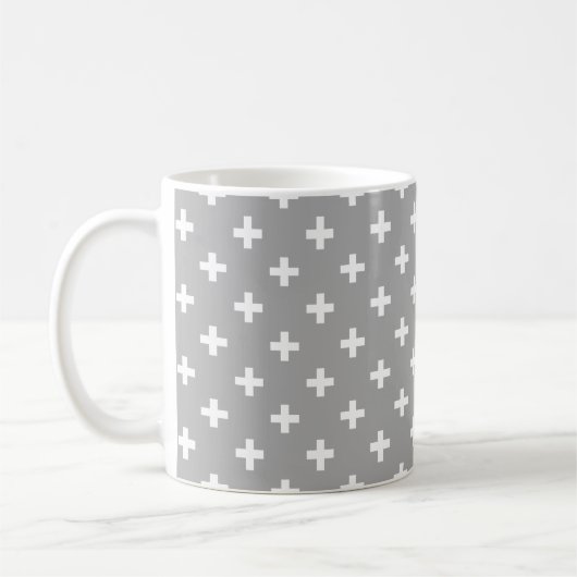 Mug Polka blanche croise sur gris (Gauche)